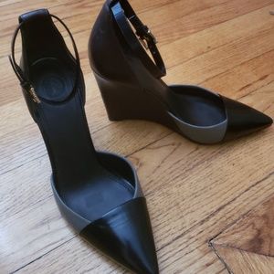 Tory Burch Ankle Strap Closed Toe Wedges